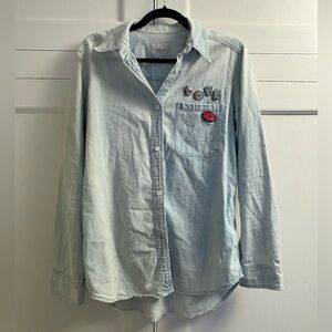 Rails Light Blue Denim Shirt with “LOVE” Embroidery